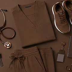 brown scrubs